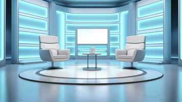 The Future of Game Shows. A Simple, Modern Setting with Two Chairs and a Whole Lot of Fun. AI Generative photo