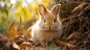 Enchanting Elegance Fuzzy Bunny with Velvet Fur, AI Generative photo