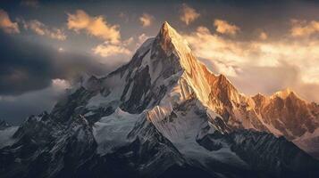 Generative AI, Majestic Mountains the grandeur of towering mountain ranges. photo