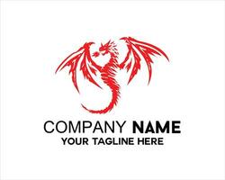 dragon silhouette in red color vector