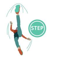 The girl takes a step.  While jogging. Forward, vector illustration