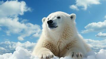 ártico majestad polar oso en nieve bosque, ai generativo foto