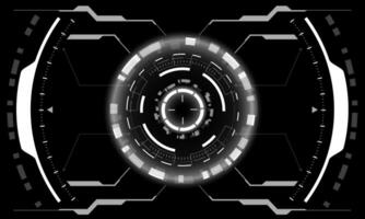 HUD sci-fi interface screen view white geometric on black design virtual reality futuristic technology creative display vector