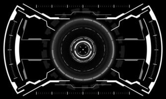 HUD sci-fi interface screen view white geometric on black design virtual reality futuristic technology creative display vector