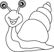 snail line art cartoon character for coloring book page vector