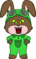Evil bunny cartoon with sunglasses vector