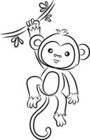 Monkey line art for coloring book page vector