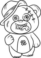 scary teddy bear line art vector