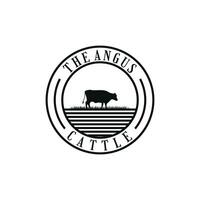 Cattle angus beef logo design vintage retro style vector