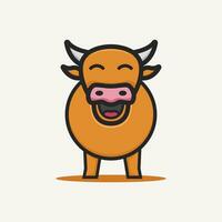 Cute cow cartoon front smiling vector design