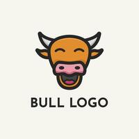 Bull head cartoon logo design simple, cow head cartoon logo design creative ideas vector