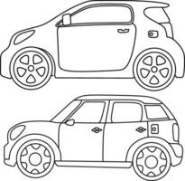 car carton line art for coloring book page vector