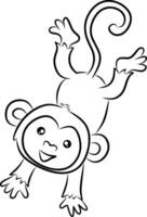 Monkey line art for coloring book page vector