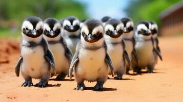 Waddling Wonder A Playful Penguin Parade, AI Generative photo