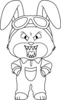 Evil bunny line art vector