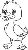 Duck cartoon line art for coloring book page vector