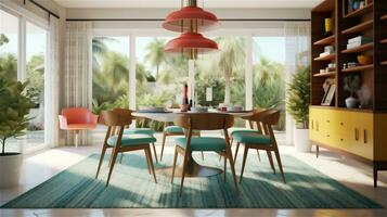 Generative AI, Mid-Century Modern Dining Room photo