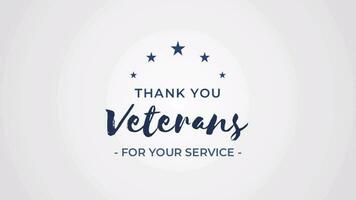 Thank you veterans day animation with five stars and gray white background. Thank you Veterans for your service. video