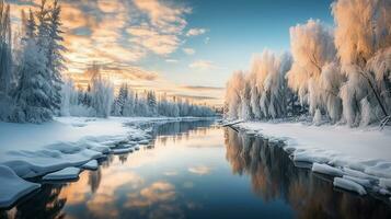 Generative AI, Winter Landscapes Embrace the stark beauty of winter landscapes, AI Generative photo