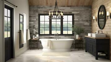 Generative AI, Modern Farmhouse Bathroom Design photo