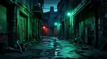 Eerie Neon-Lit Alleyway photo