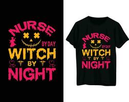 Nurse by day witch by night tshirt design vector