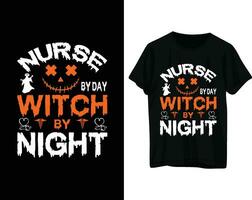 enfermero por día bruja por noche camiseta diseño vector