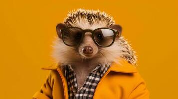 Generative AI, Cool Hedgehog Stylish Shades on Pastel Paradise photo