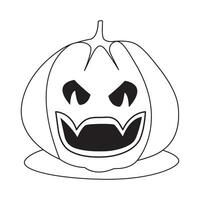 Single line pumpkin halloween face vector art illustration