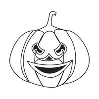Single line pumpkin halloween face vector art illustration