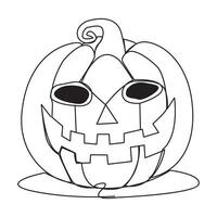 Single line pumpkin halloween face vector art illustration