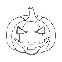 Single line pumpkin halloween face vector art illustration