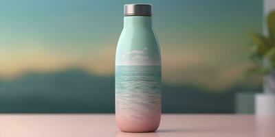 Water Bottle with beautiful background. Generative AI photo