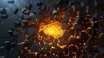 Abstract geometric background. Explosion power design with the crushing surface. 3d illustration. AI Generative photo