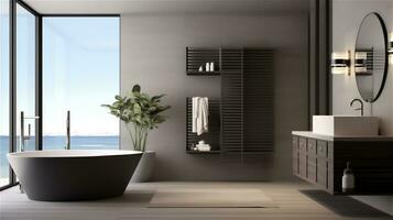 Generative AI, Zen Minimalism A Serene and Functional Bathroom Design photo