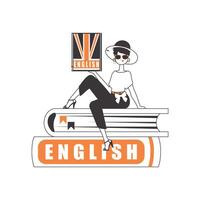 English teacher. The concept of learning a foreign language. Linear modern style. Isolated, vector illustration.