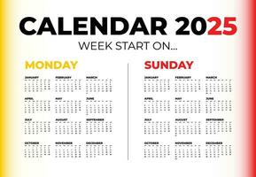 Vector calendar for 2026 on a white background. Week start on Monday and Sunday