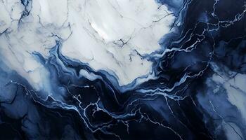 Generative AI, Glossy Blue and White Marble Texture photo