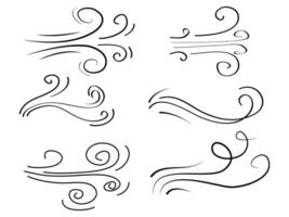 hand drawn set wind doodle blow, gust design isolated on white background.  illustration vector handrawn style