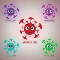 Monkey pox virus in cartoon style, vector illustration of flat style virus outbreak pandemic logo design