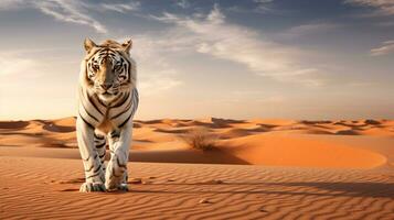 Desert Mirage Camouflaged Tiger in Sandy Landscape photo