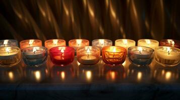 Glowing Diwali A Close-Up of Radiant Candlelit Decor photo