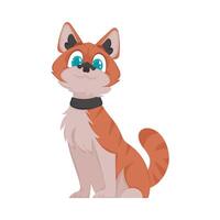 A cartoon cat with blue eyes and a collar vector