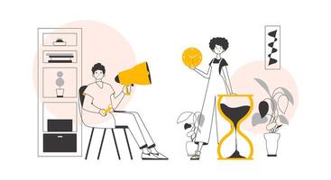 HR team. The concept of finding employees for work. Modern linear style. Vector illustration.