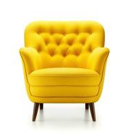 right yellow armchair isolated photo