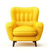 Derecha amarillo Sillón aislado foto