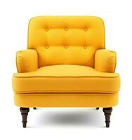 Derecha amarillo Sillón aislado foto