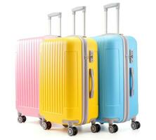 A group of colorful suitcases isolated photo