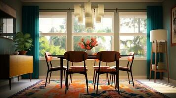 Generative AI, Mid-Century Modern Dining Room photo