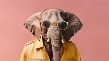 generativo ai, sombras de serenidad elefante en elegante Gafas de sol foto